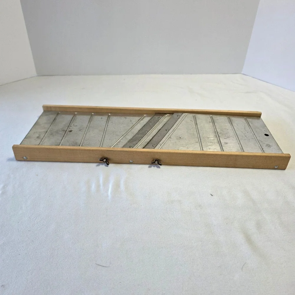 Vintage Stainless Steel Mandoline Slicer Wood Frame‎ Kitchen Decor